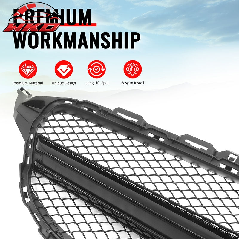 Fits 15-18 Benz C350e C450 AMG W205 C63 Style Front Upper Grille Gloss Black ABS