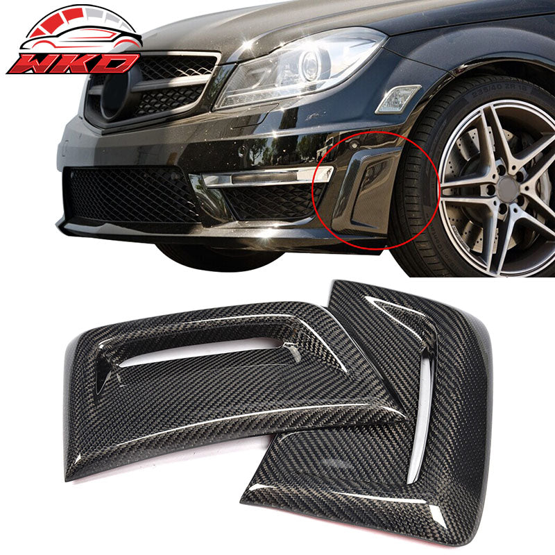 Fits 12-14 Benz W204 C63 AMG Front Bumper Side Air Vent Cover Carbon Fiber CF