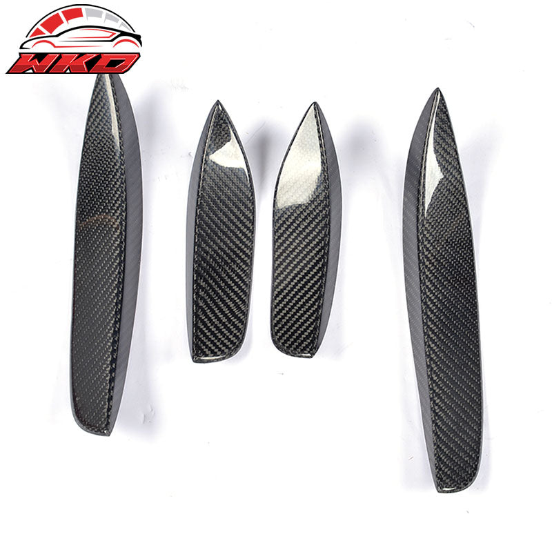 Fits 15-21 Benz C-Class W205 JC Style Front Bumper Fin Canard Matte Carbon Fiber