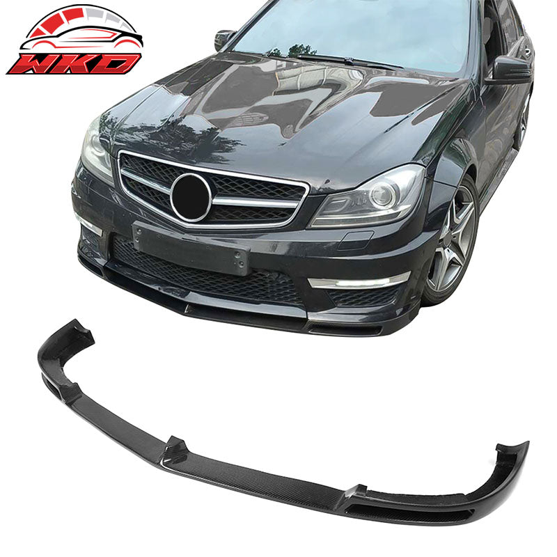 Fits 12-14 Benz C Class W204 C63 AMG V Style Front Bumper Lip Carbon Fiber CF
