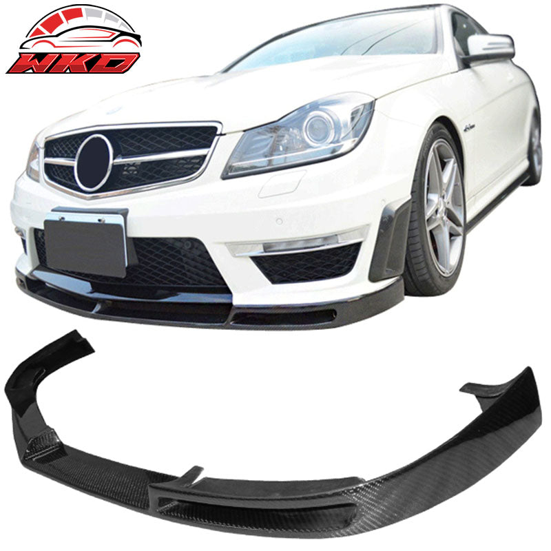 Fits 12-14 Mercedes W204 C63 AMG V Style Front Bumper Lip Carbon Fiber CF