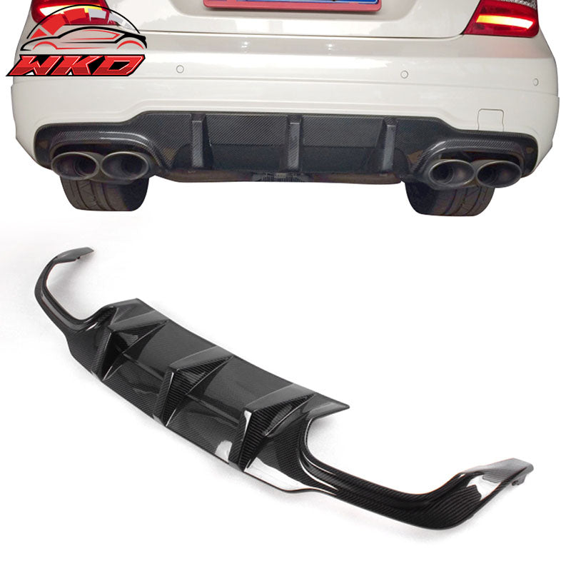 Fits 12-14 Benz C Class W204 C63 AMG Rear Bumper Lip Diffuser Matte Carbon Fiber