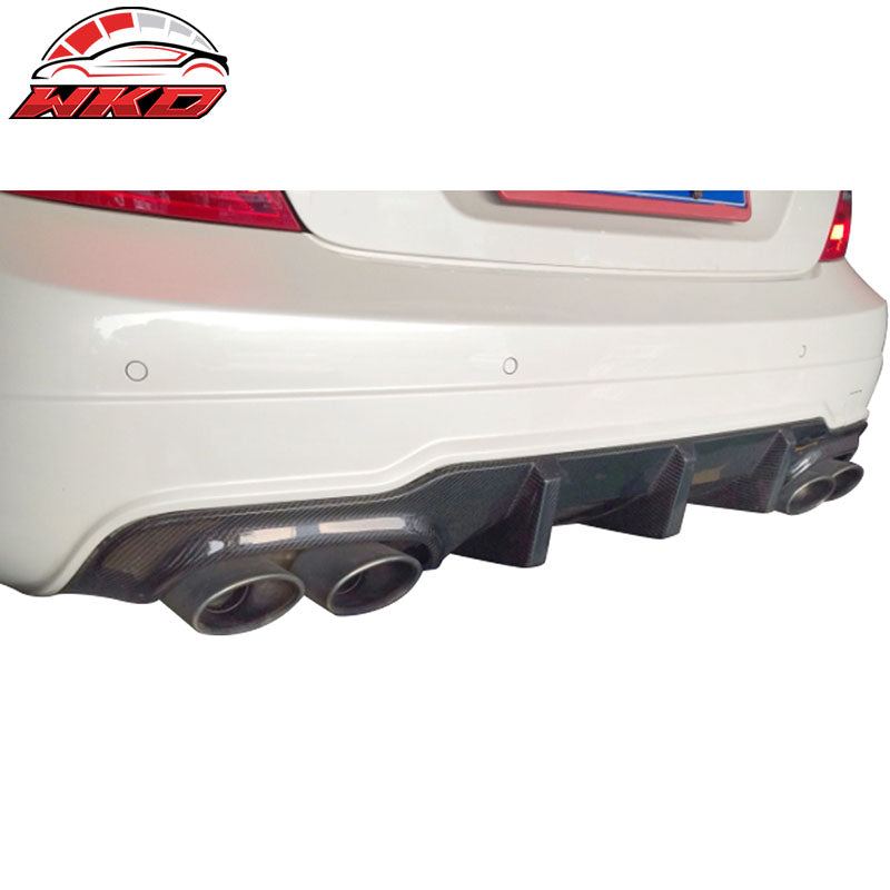 Fits 12-14 Benz C Class W204 C63 AMG Rear Bumper Lip Diffuser Matte Carbon Fiber