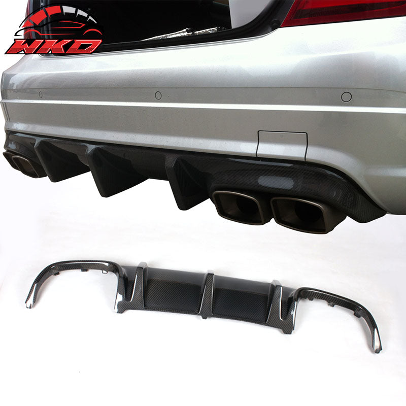 Fits 08-11 Benz W204 C Class TMS Style Rear Bumper Diffuser Matte Carbon Fiber