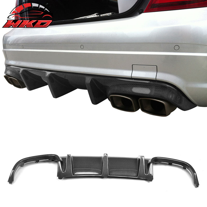 Fits 08-11 Benz C Class W204 C63  TMS Style Carbon Fiber Rear Diffuser