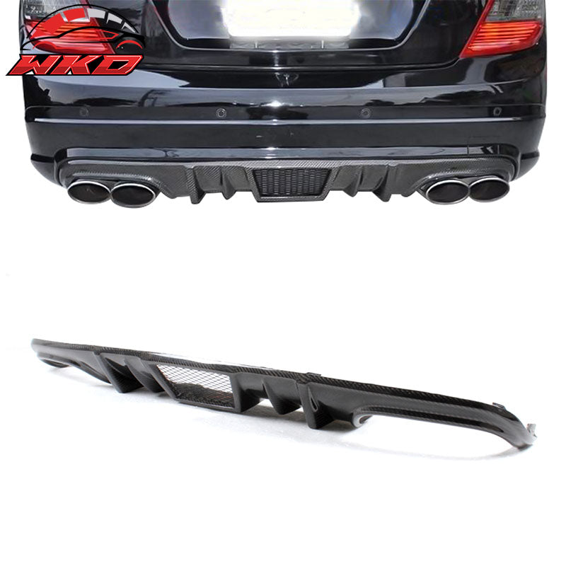 Fits 08-11 Benz C Class W204 C63 R Style Rear Bumper Lip Diffuser Carbon Fiber