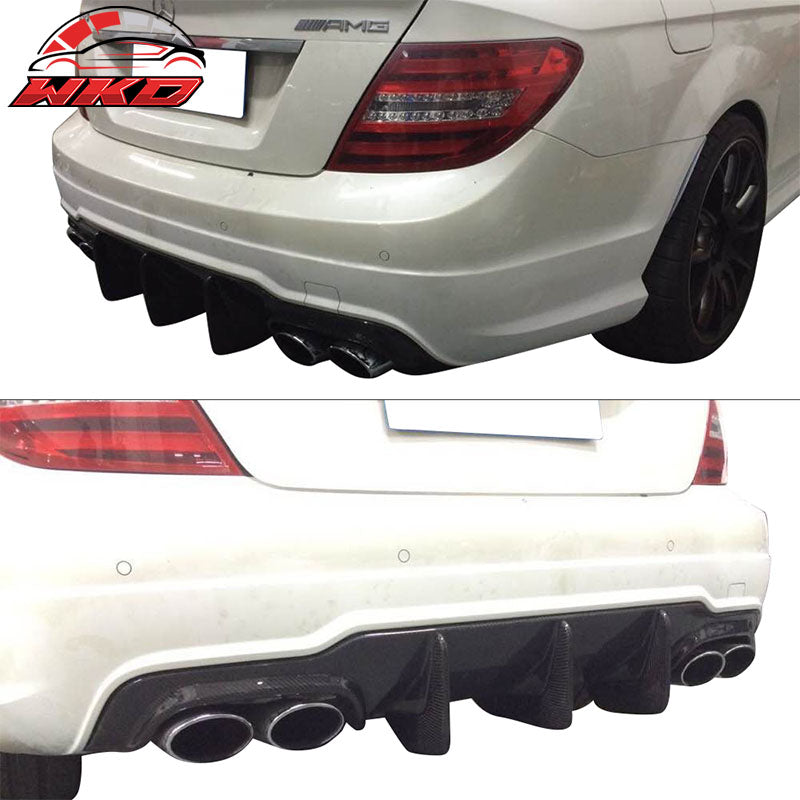 Fits 12-15 Benz W204 C63 AMG Rear Bumper Lip Matte Carbon Fiber