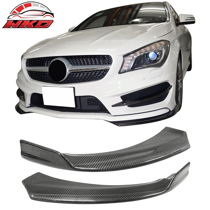 Fits 13-16 Benz CLA C117 PIE Front Bumper Lip Winglets 2PCS Matte Carbon Fiber
