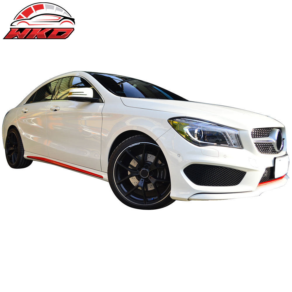 Fits 14-18 Benz CLA-Class W117 C117 Sedan Side Skirts Extension PP Painted Red