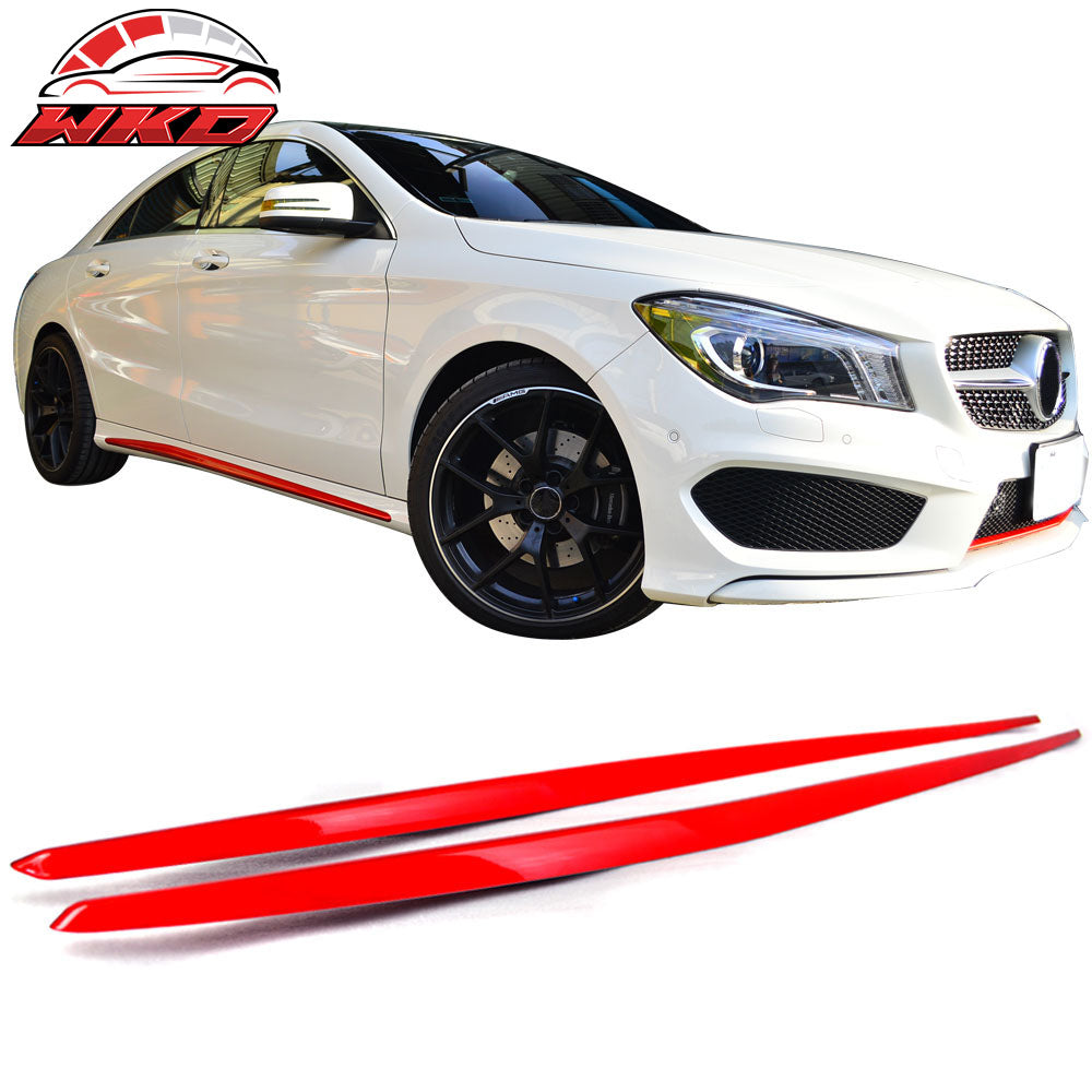 Fits 14-18 Benz CLA-Class W117 C117 Sedan Side Skirts Extension PP Painted Red