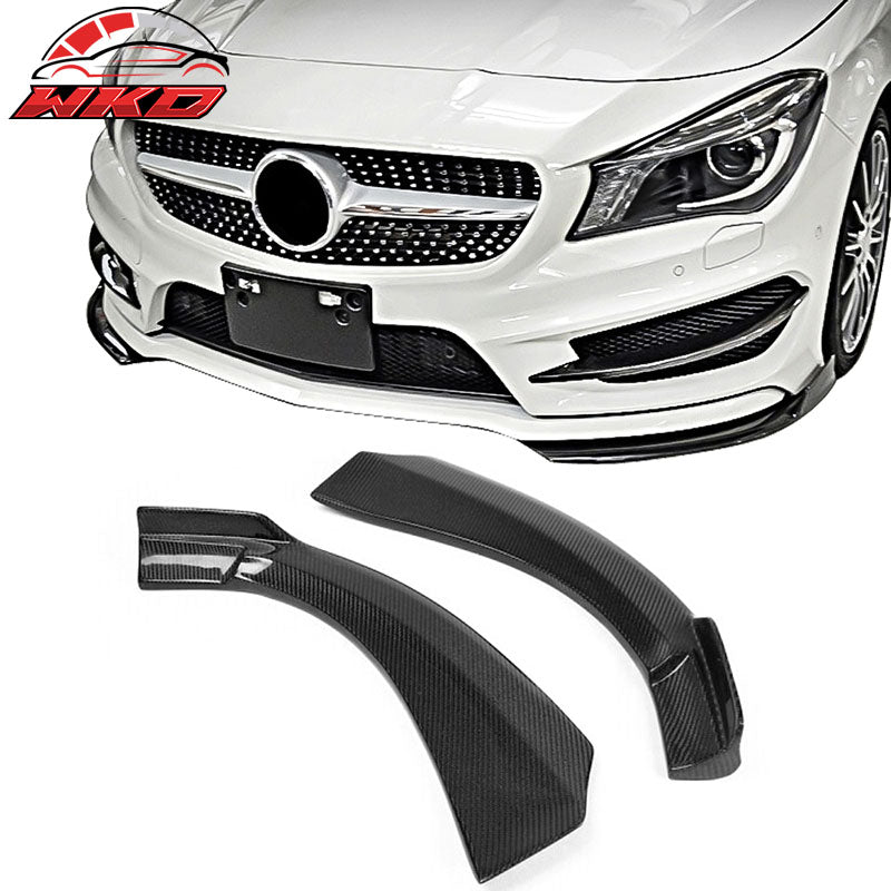 Fits 14-16 Benz C117 AMG Sports PH Style Front Lip Splitters Matte Carbon Fiber