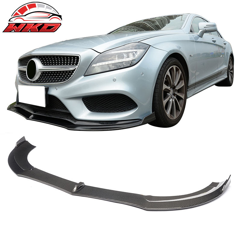 Fits 15-18 Benz CLS Class W218 JC Style Front Bumper Lip Matte Carbon Fiber