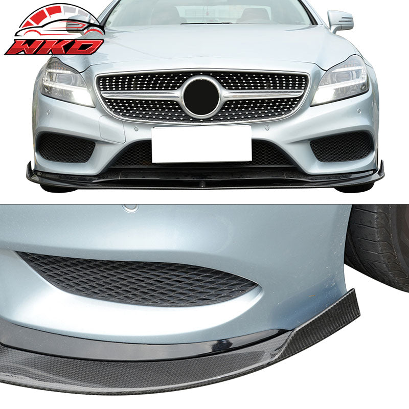 Fits 15-18 Benz CLS Class W218 JC Style Front Bumper Lip Matte Carbon Fiber