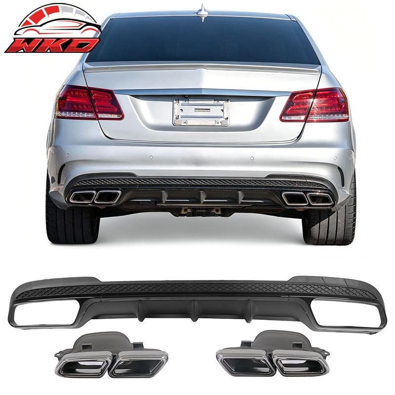Wholesale For 14-16 Benz E-Class E250 E350 E400 E63 Style Rear Diffuser Silver Exhaust Tip