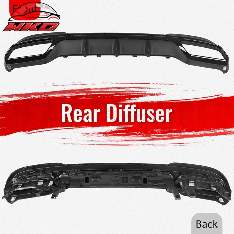 For 14-16 Benz E-Class E250 E350 E400 E63 Style Rear Diffuser Silver Exhaust Tip