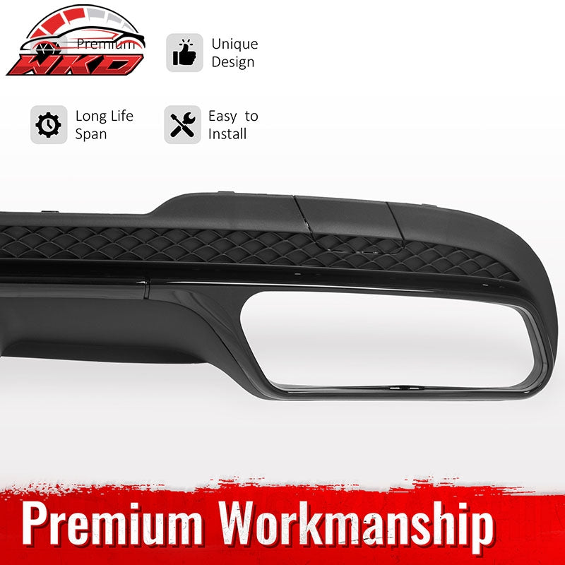 For 14-16 Benz E-Class E250 E350 E400 E63 Style Rear Diffuser Silver Exhaust Tip