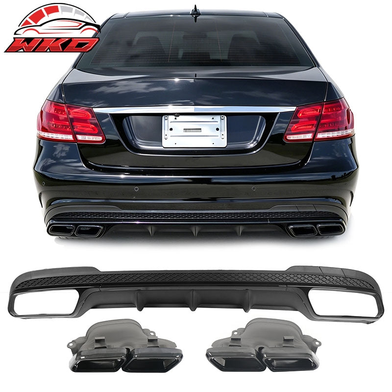 Wholesale For 14-16 Benz E-Class E250 E350 E400 E63 Style Rear Diffuser Black Exhaust Tips