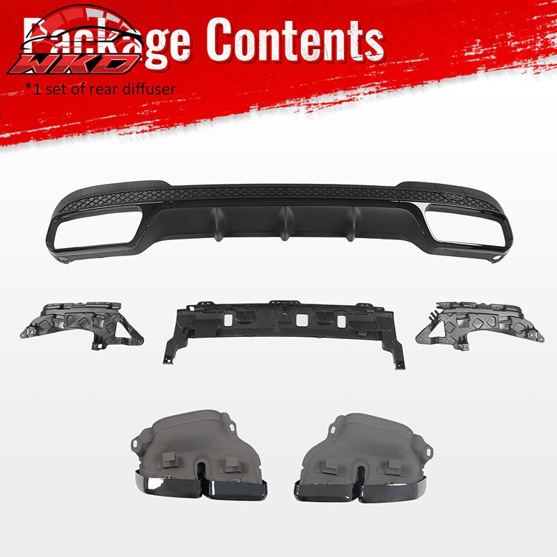 For 14-16 Benz E-Class E250 E350 E400 E63 Style Rear Diffuser Black Exhaust Tips