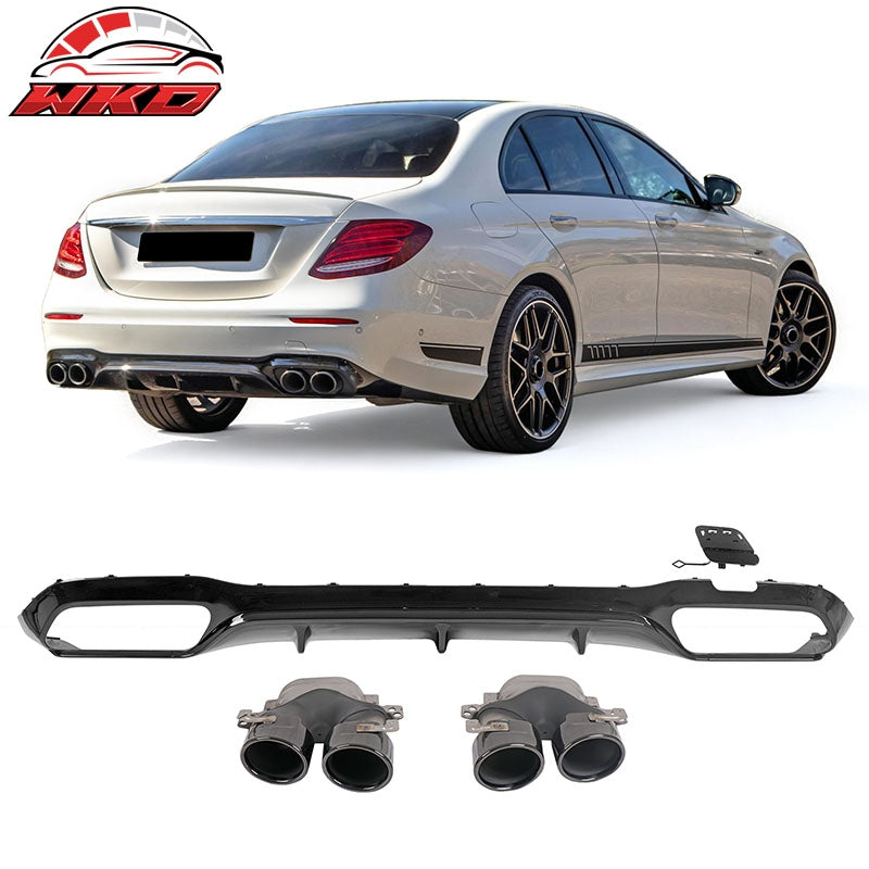 Wholesale For 17-23 Benz E-Class E300 E400 E53 Style Gloss Black Rear Diffuser Exhaust Tip