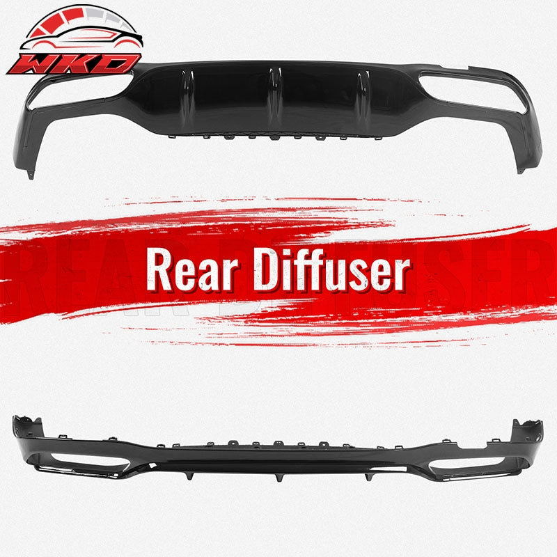 For 17-23 Benz E-Class E300 E400 E53 Style Gloss Black Rear Diffuser Exhaust Tip
