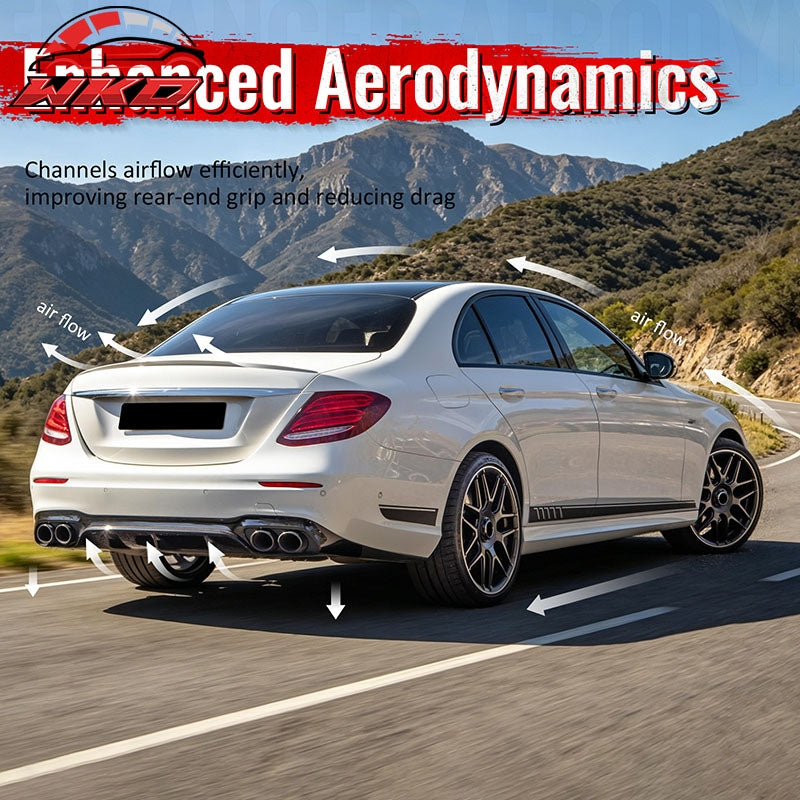 For 17-23 Benz E-Class E300 E400 E53 Style Gloss Black Rear Diffuser Exhaust Tip