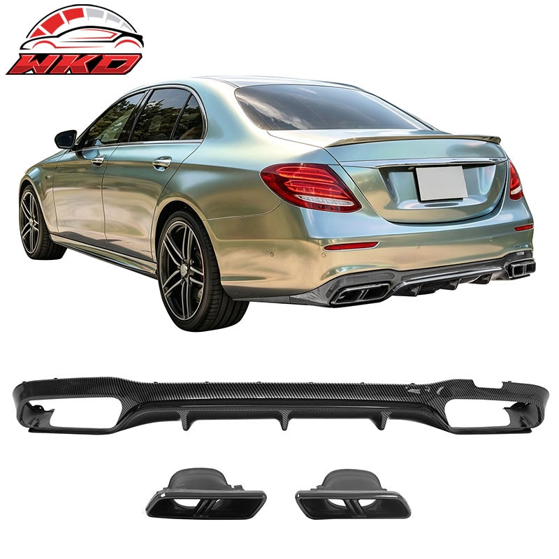 Wholesale For 17-23 Benz E-Class E300 E400 E63 Carbon Fiber Print Rear Diffuser W/ Exhaust