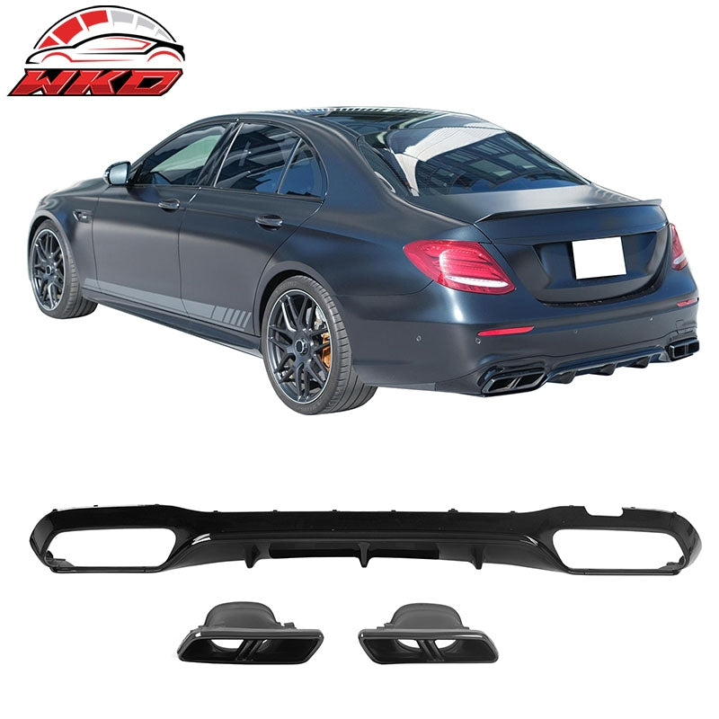 Wholesale For 17-23 Benz E-Class E300 E400 E63 Style Gloss Black Rear Diffuser Exhaust Tip