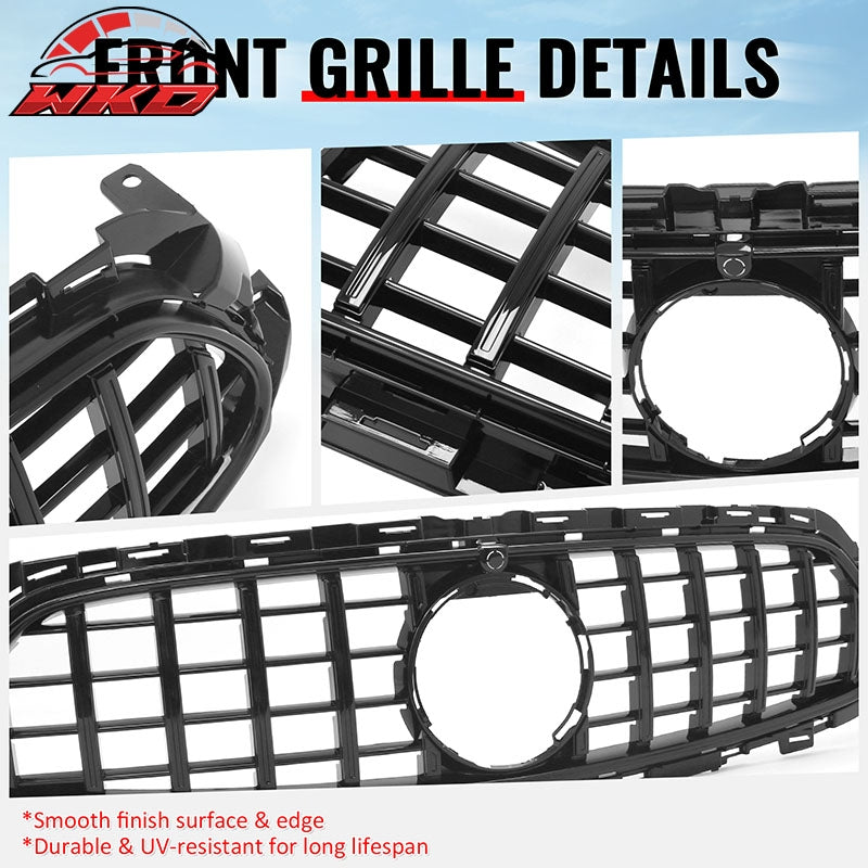 Fits 21-23 Benz E-Class E350 E450 GT Style Front Upper Grille Gloss Black ABS