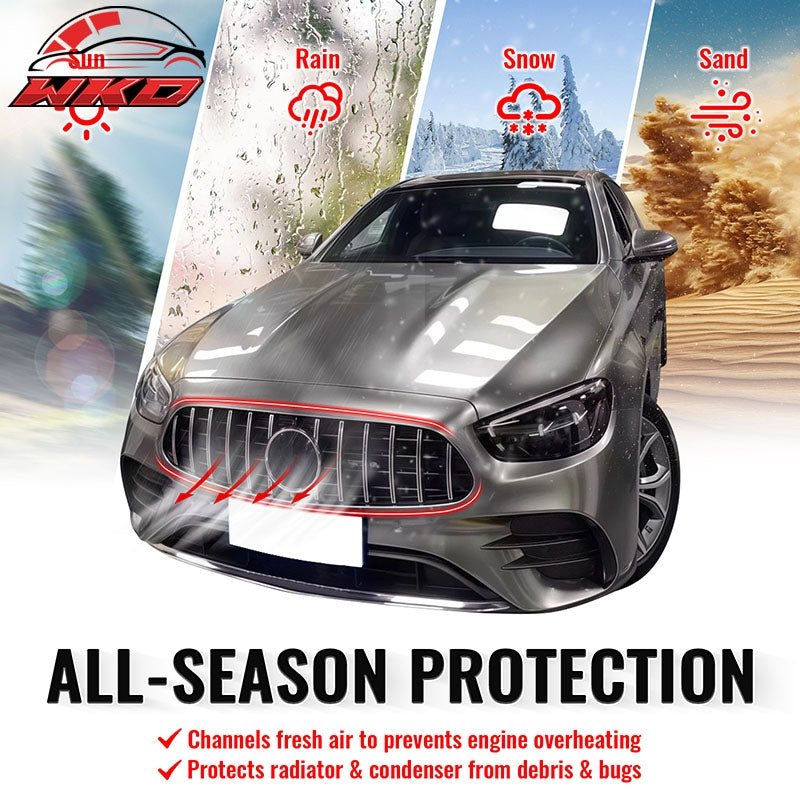 Fits 21-23 Benz E-Class E350 E450 GT Style Front Upper Grille Gloss Black ABS