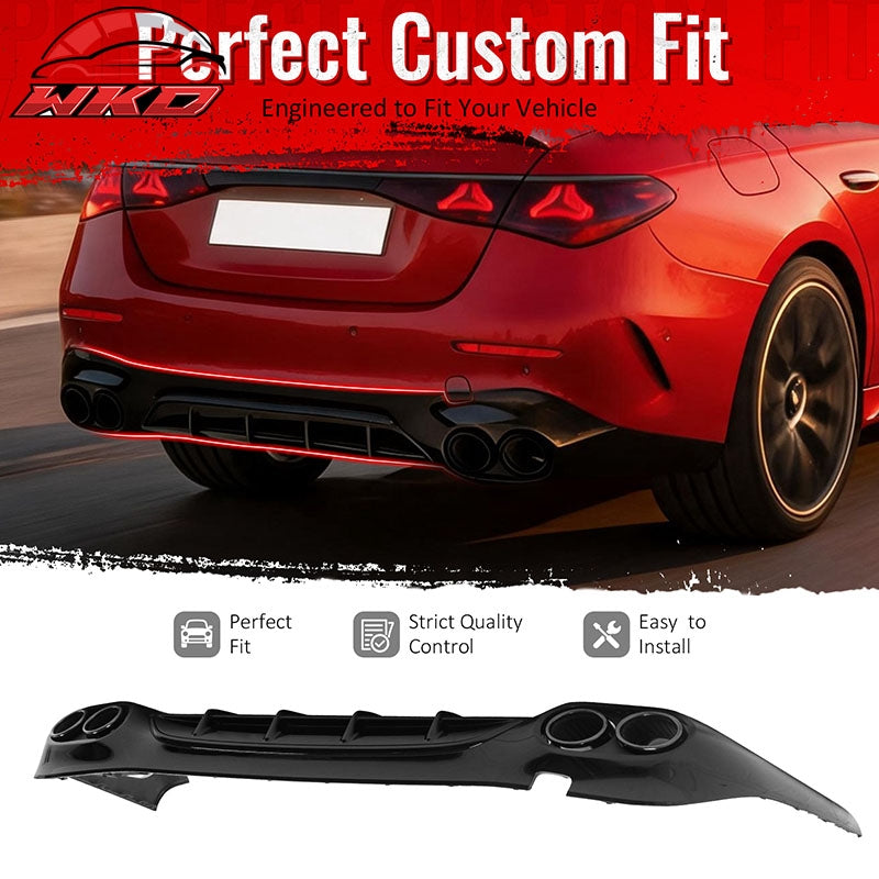 For 24-26 Benz E-Class E350 E450 Sedan W214 E53 Style Rear Diffuser Exhaust Tips