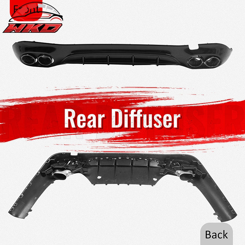 For 24-26 Benz E-Class E350 E450 Sedan W214 E53 Style Rear Diffuser Exhaust Tips