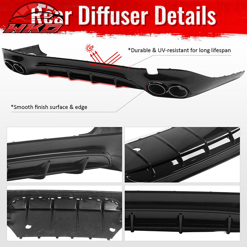 For 24-26 Benz E-Class E350 E450 Sedan W214 E53 Style Rear Diffuser Exhaust Tips