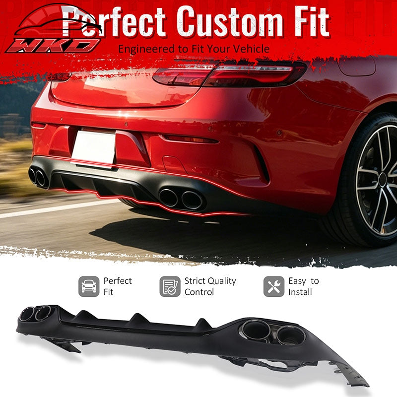 Fits 17-23 Benz E-Class E400 E450 E550 C238 E53 Style Rear Diffuser Exhaust Tips