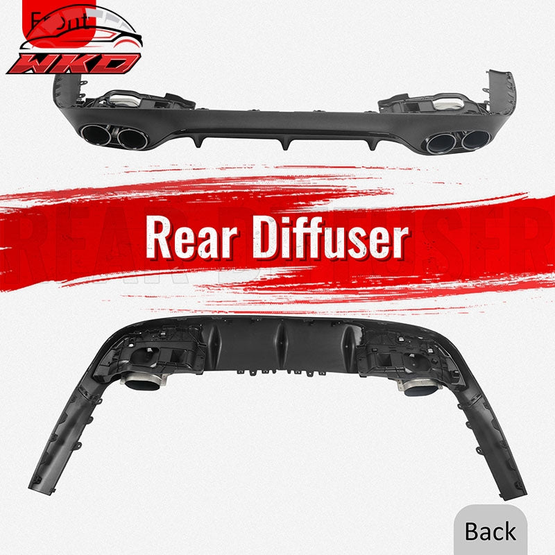 Fits 17-23 Benz E-Class E400 E450 E550 C238 E53 Style Rear Diffuser Exhaust Tips