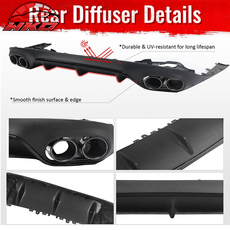 Fits 17-23 Benz E-Class E400 E450 E550 C238 E53 Style Rear Diffuser Exhaust Tips