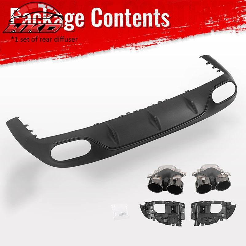 Fits 17-23 Benz E-Class E400 E450 E550 C238 E53 Style Rear Diffuser Exhaust Tips