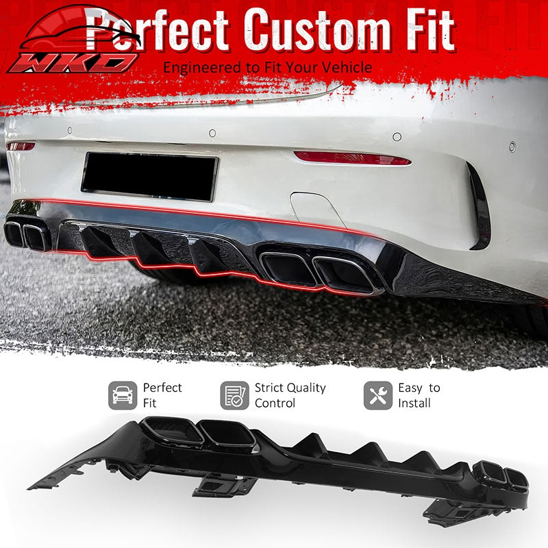 Fits 17-23 Benz E-Class E400 E450 E550 C238 E63 Style Rear Diffuser Exhaust Tips