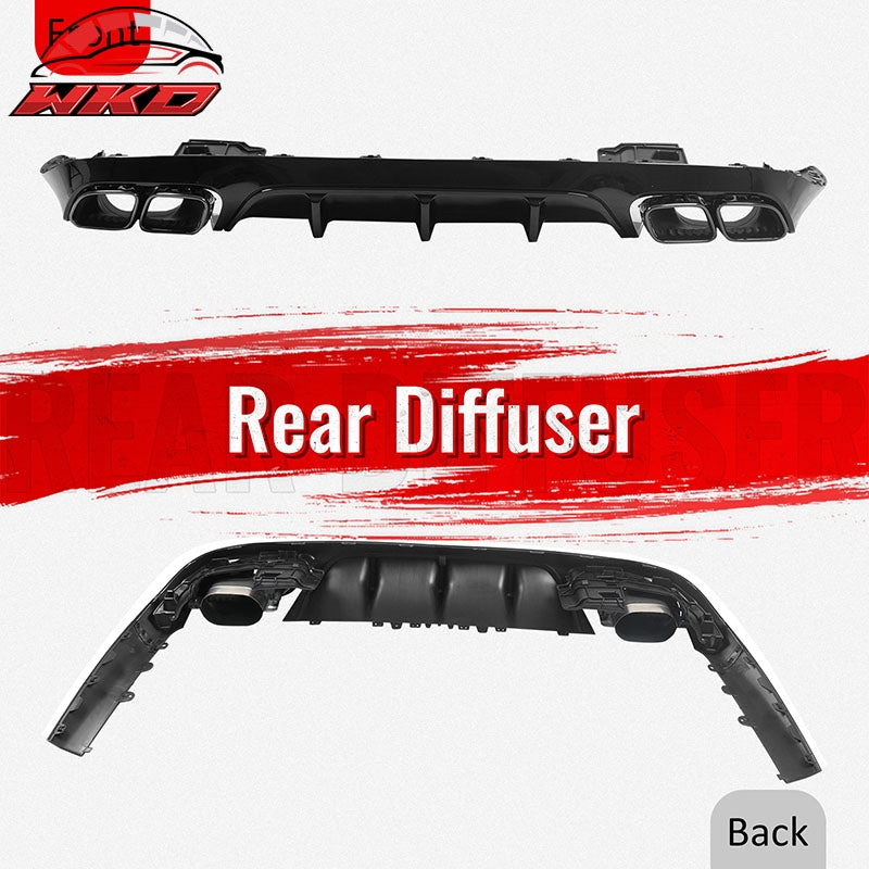 Fits 17-23 Benz E-Class E400 E450 E550 C238 E63 Style Rear Diffuser Exhaust Tips