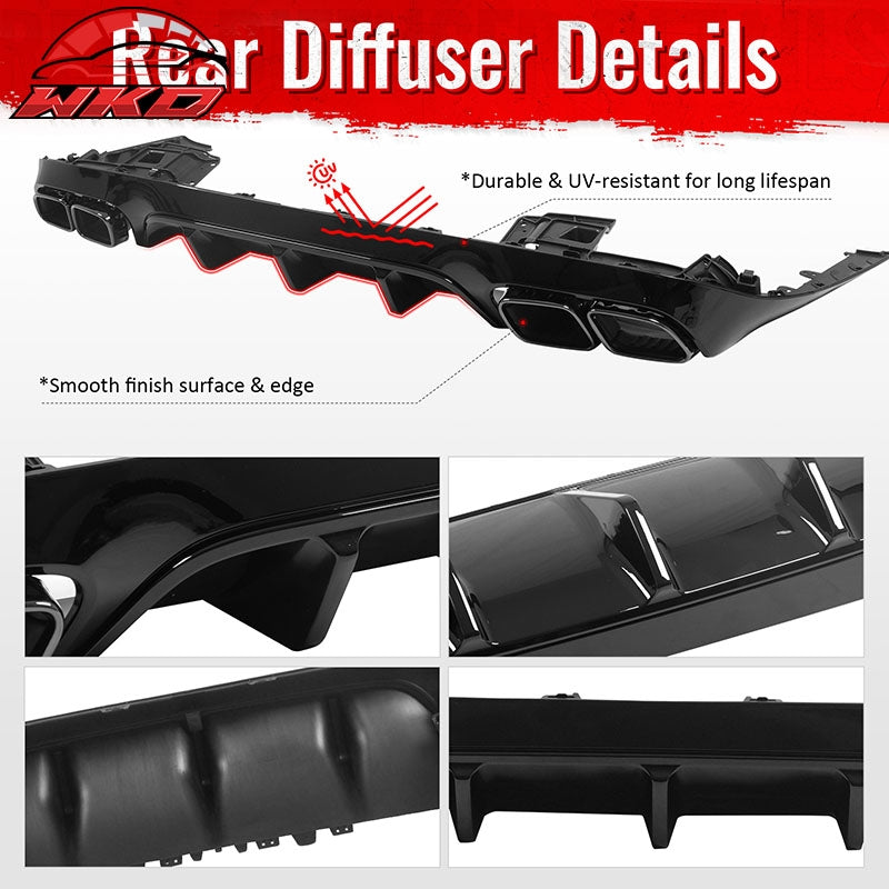 Fits 17-23 Benz E-Class E400 E450 E550 C238 E63 Style Rear Diffuser Exhaust Tips
