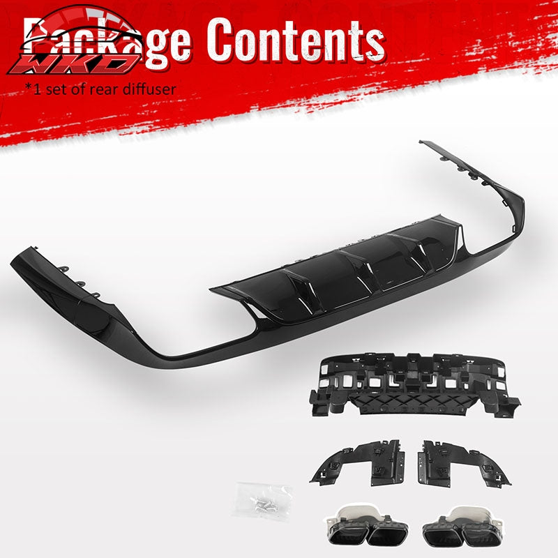 Fits 17-23 Benz E-Class E400 E450 E550 C238 E63 Style Rear Diffuser Exhaust Tips