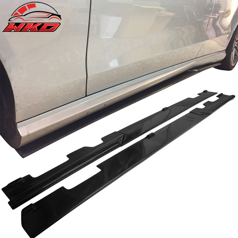 Fits 10-13 Benz W212 E-Class Sedan RZ Style Side Skirts 2PC - Matte Carbon Fiber