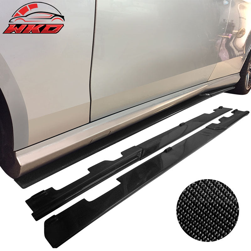 Fits 10-13 Benz W212 E-Class RZ 2PCS Side Skirts CF Carbon Fiber