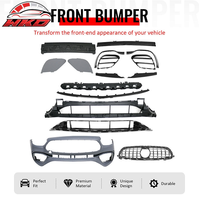 For 2021¨C2023 Benz E-Class W213 E63 Front Bumper Cover Kit W/ Chrome Trim Grille