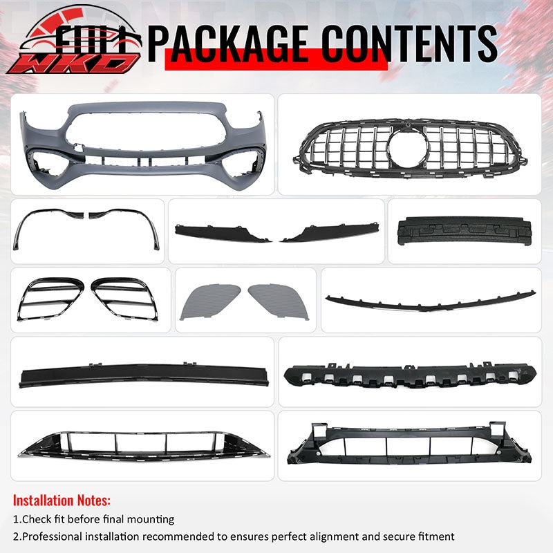 For 2021¨C2023 Benz E-Class W213 E63 Front Bumper Cover Kit W/ Chrome Trim Grille
