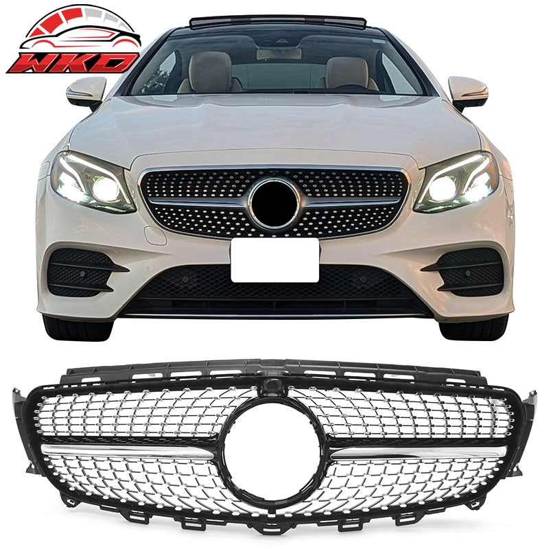 Wholesale 17-20 Benz E350 E400 E450 Diamond Style Upper Grille Gloss Black Chrome ABS