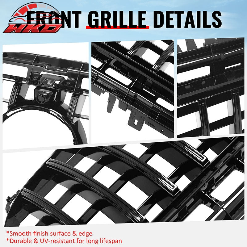 Fits 17-20 Benz E350 E400 E450 E43 GT Style Front Upper Grille Gloss Black ABS