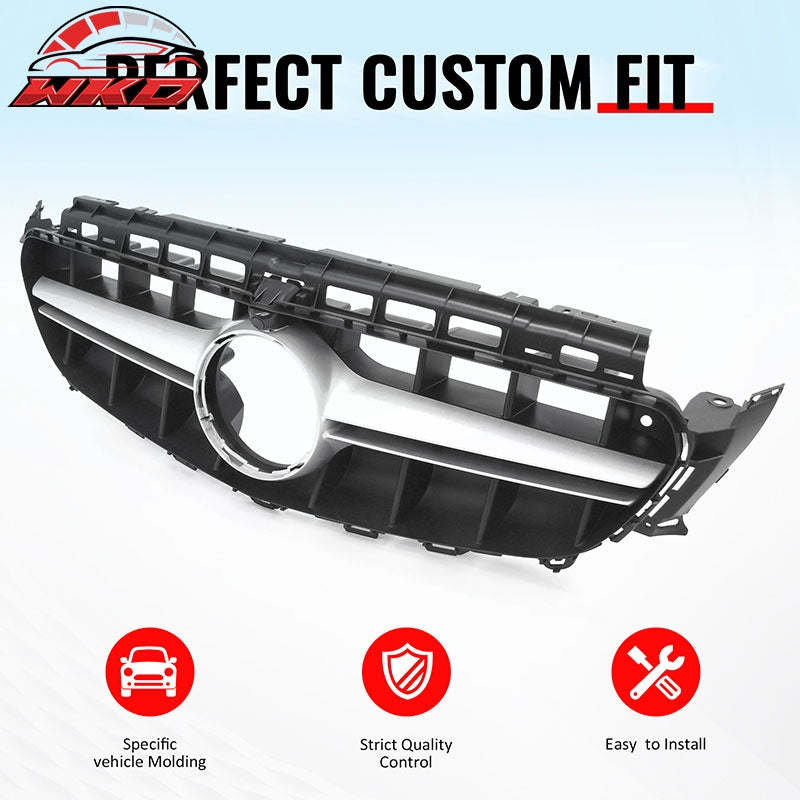 Fits 17-20 Benz E350 E450 E43 W213 E63 Front Upper Grille Unpainted + Sliver PP