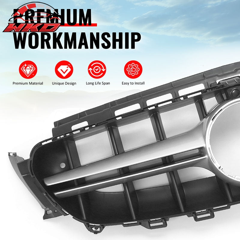 Fits 17-20 Benz E350 E450 E43 W213 E63 Front Upper Grille Unpainted + Sliver PP