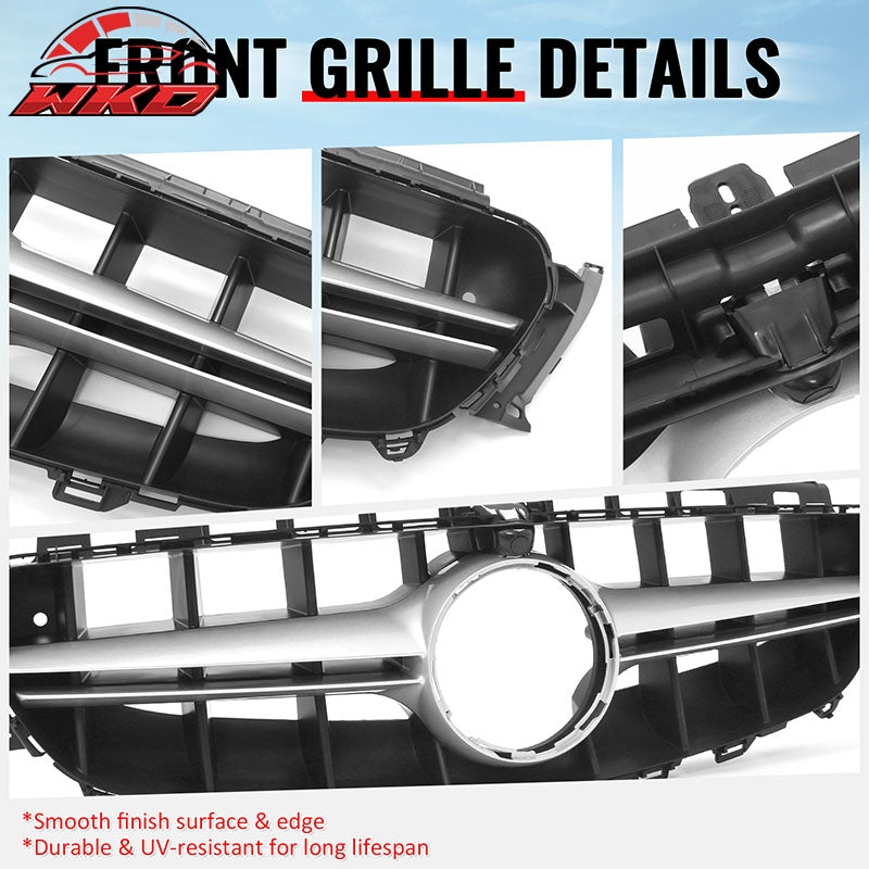 Fits 17-20 Benz E350 E450 E43 W213 E63 Front Upper Grille Unpainted + Sliver PP