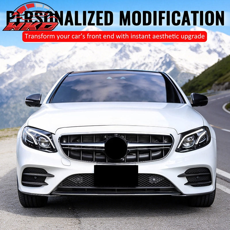 Fits 17-20 Benz E350 E450 E43 W213 E63 Front Upper Grille Unpainted + Sliver PP